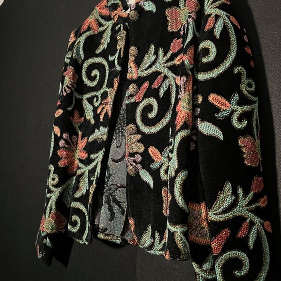 Chadwick's Women’s 6 Blazer Single Button Jacket Embroidered Floral Vintage 90s - Picture 2 of 9